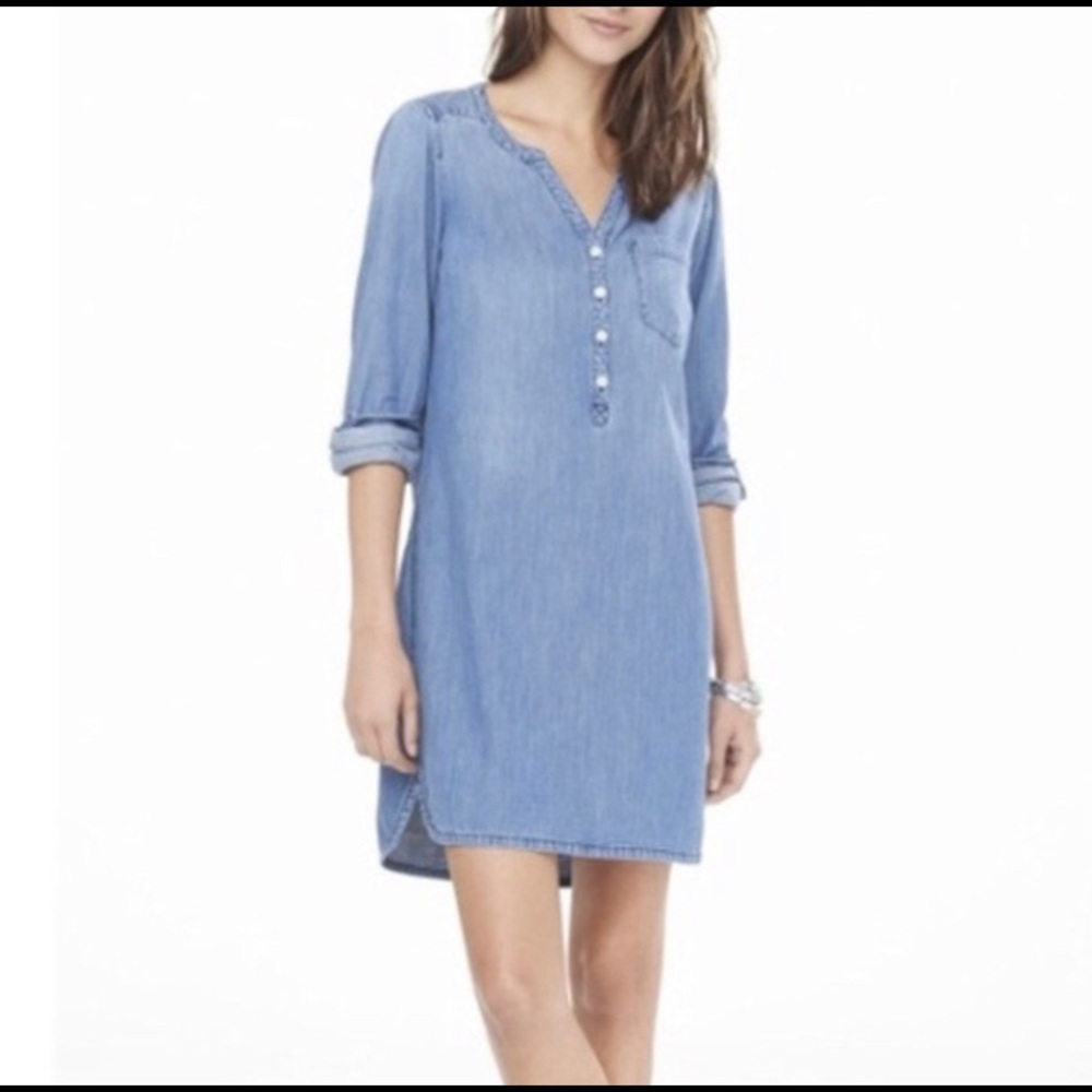 Express Denim Long Sleeve Pocket Shirt Dress